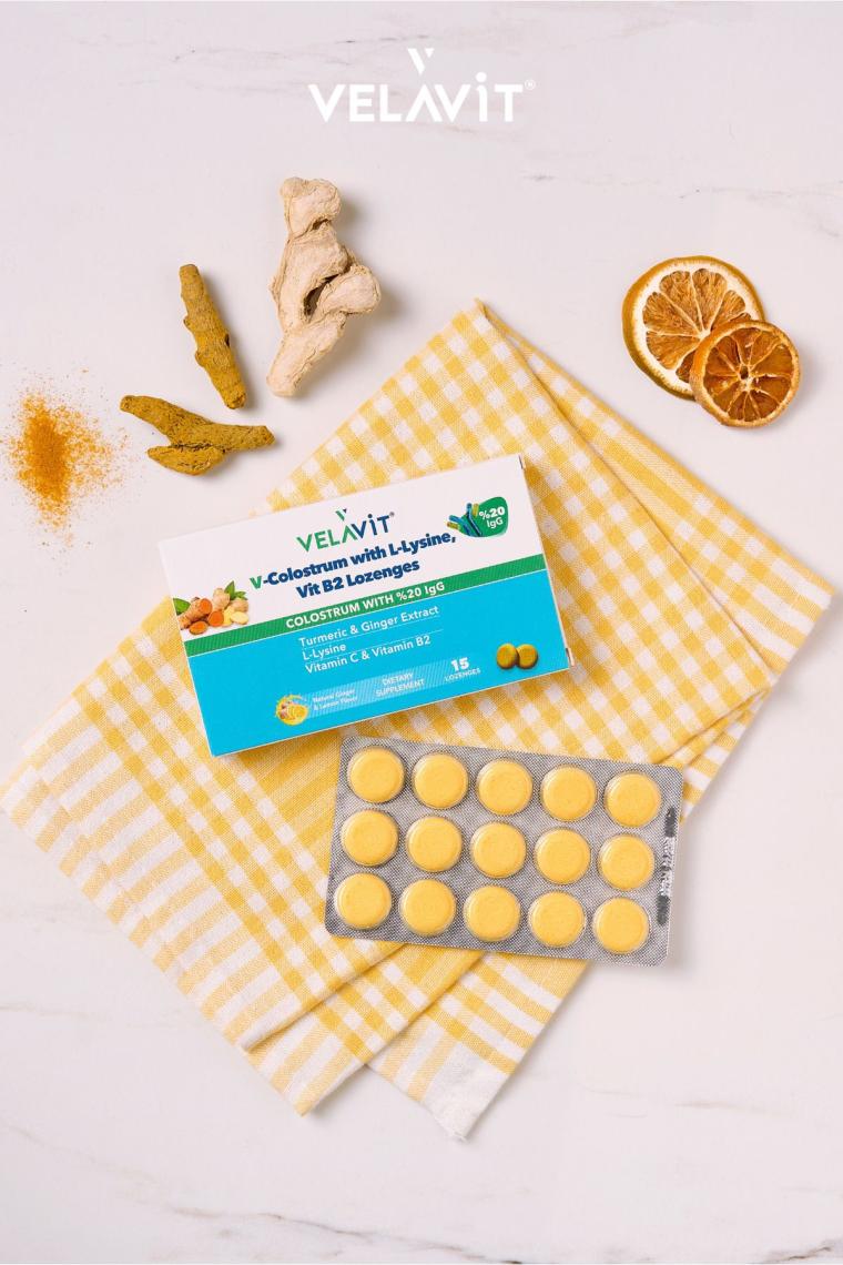 V- Colostrum With L-lysine Vitamin B2 Lozenges 15 Pastil