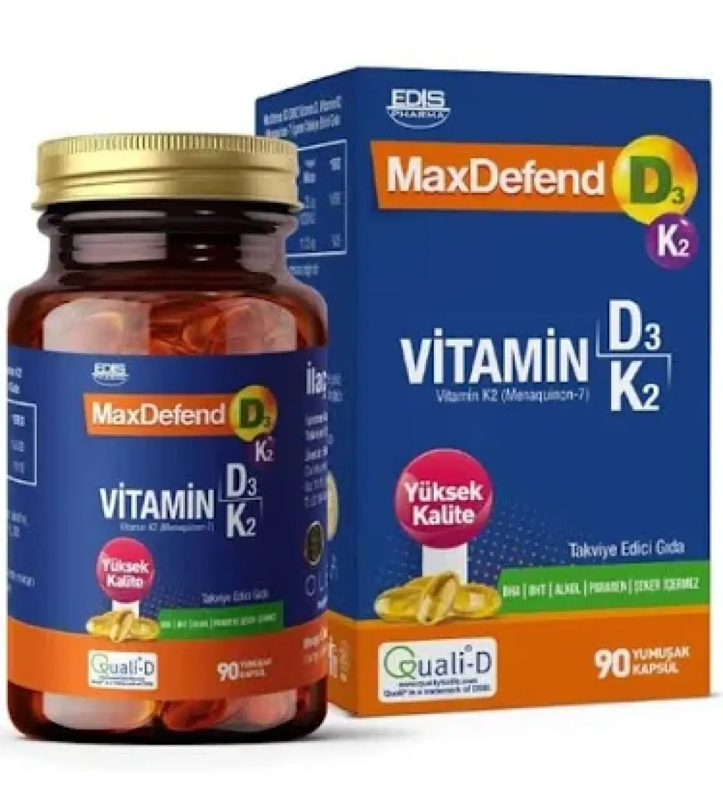 Maxdefend Vitamin D3 K2 90 Yumuşak Kapsül