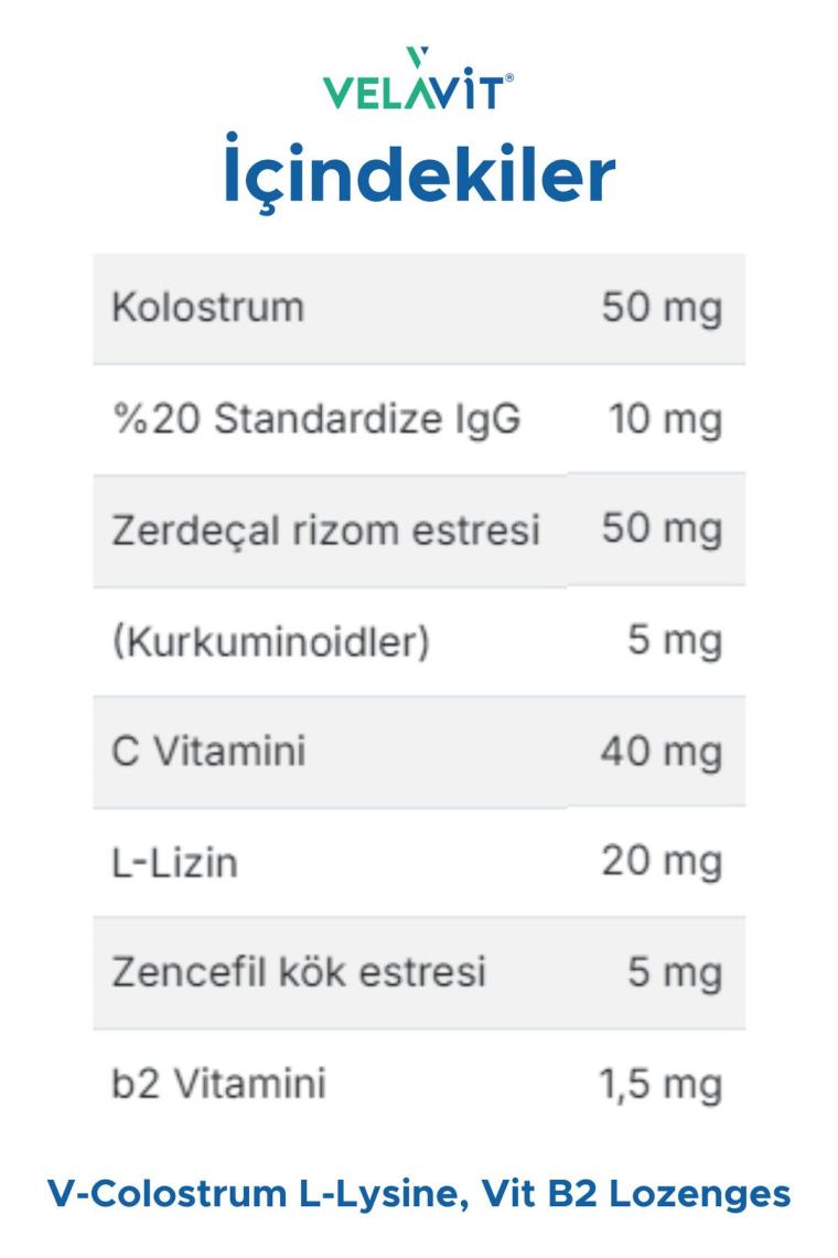 V- Colostrum With L-lysine Vitamin B2 Lozenges 15 Pastil