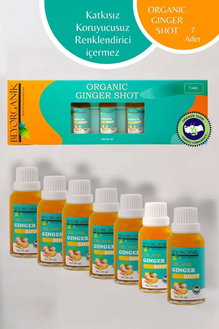Beyorganik ORGANİK Ginger Shot (7 Adetx30ml) (PESTİSİT ANALİZLİ)