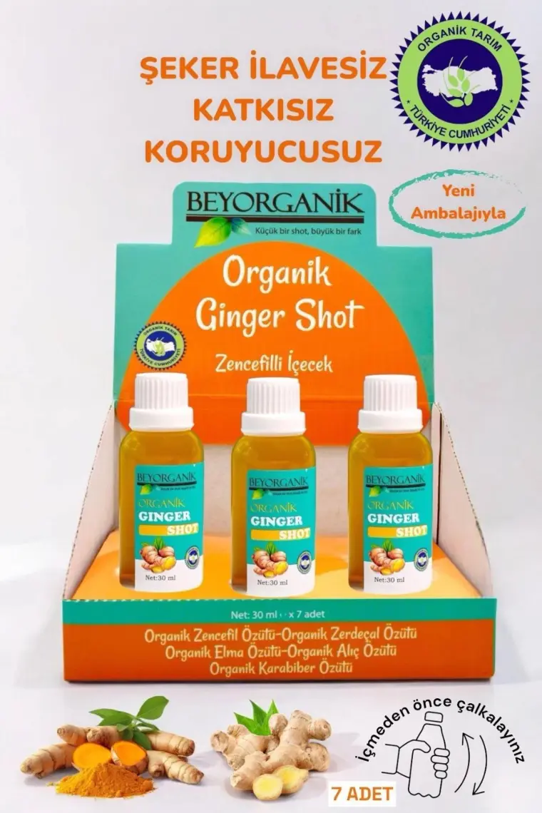 Beyorganik ORGANİK Ginger Shot (7 Adetx30ml) (PESTİSİT ANALİZLİ)