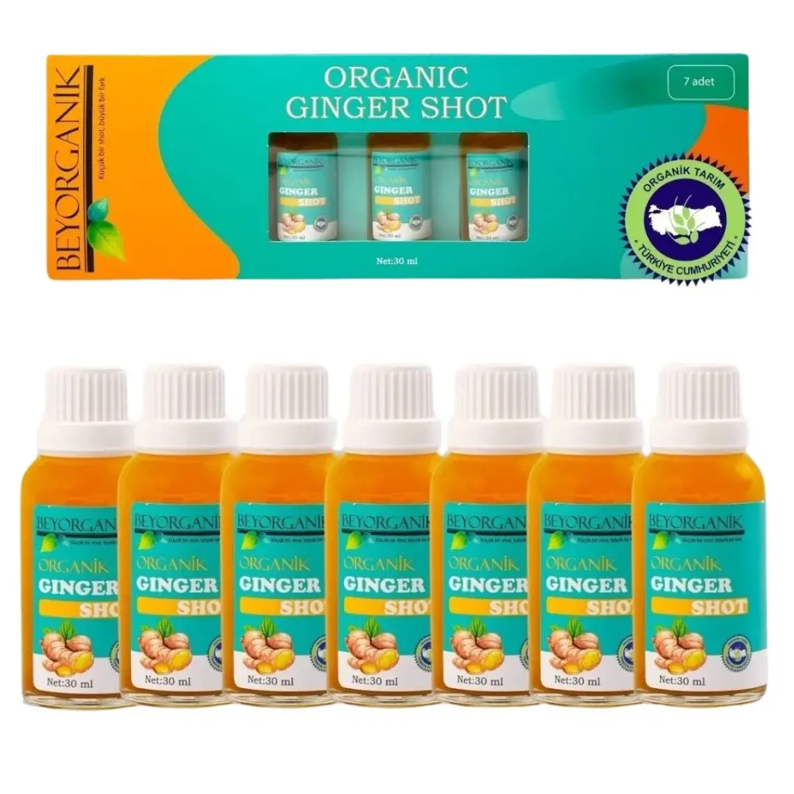 Beyorganik ORGANİK Ginger Shot (7 Adetx30ml) (PESTİSİT ANALİZLİ)