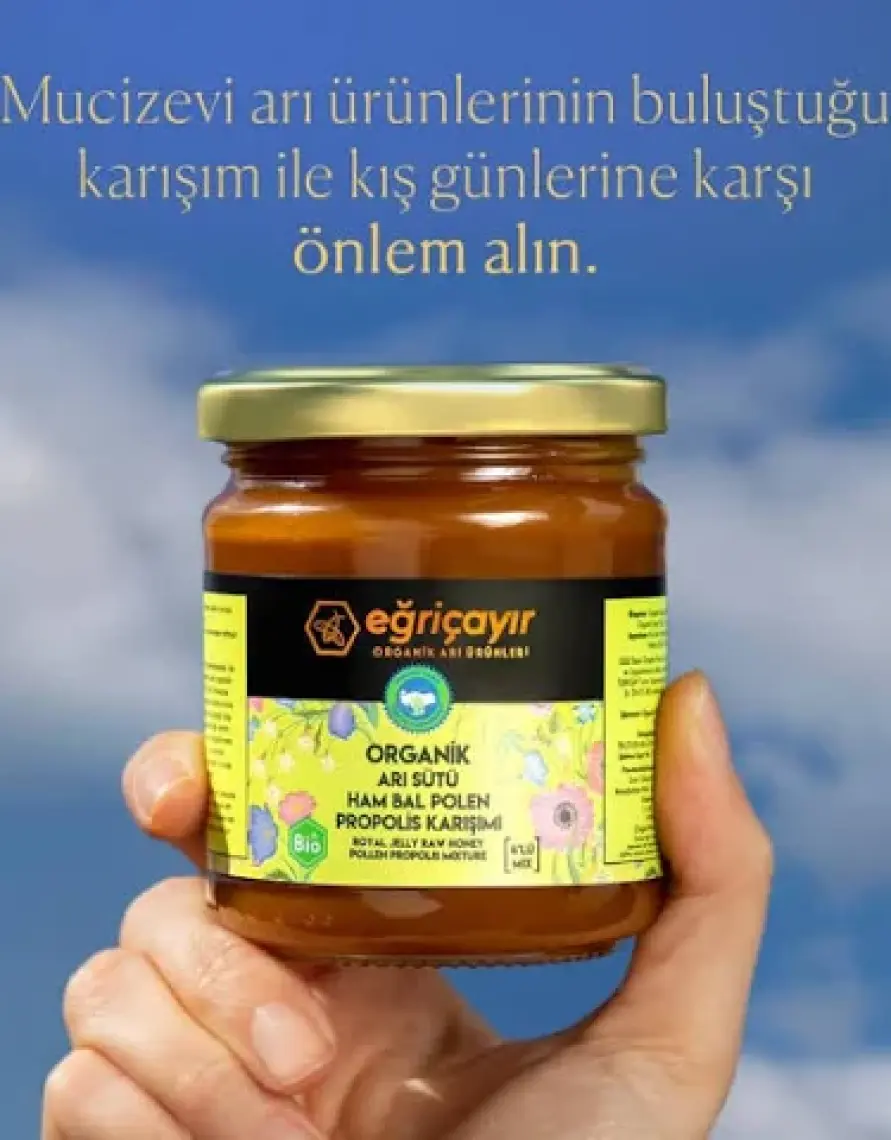 Eğriçayır Organik Arı Sütü Bal Polen Propolis Karışımı 240 gr