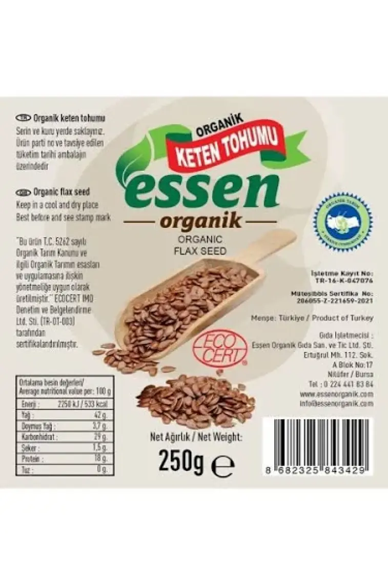 Essen Organik Keten Tohumu 250 gr