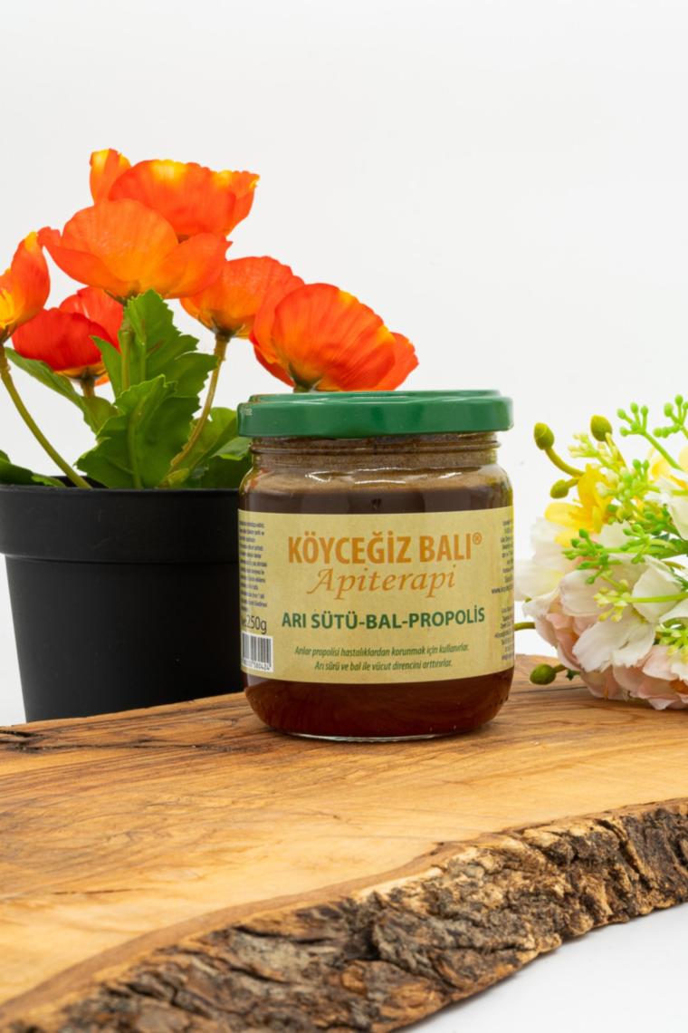 Arı Sütü Bal Propolis Karışımı 250 g Cam Kavanoz 3'ü 1 Yerde