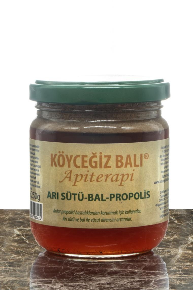 Arı Sütü Bal Propolis Karışımı 250 g Cam Kavanoz 3'ü 1 Yerde