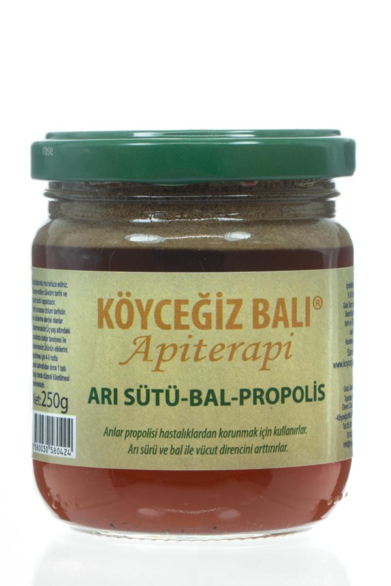 Arı Sütü Bal Propolis Karışımı 250 g Cam Kavanoz 3'ü 1 Yerde