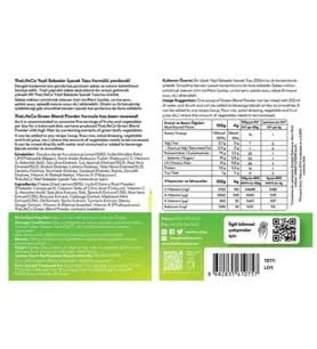 TheLifeCo Yeşil Sebzeler İçecek Tozu (Green Blend) 120g
