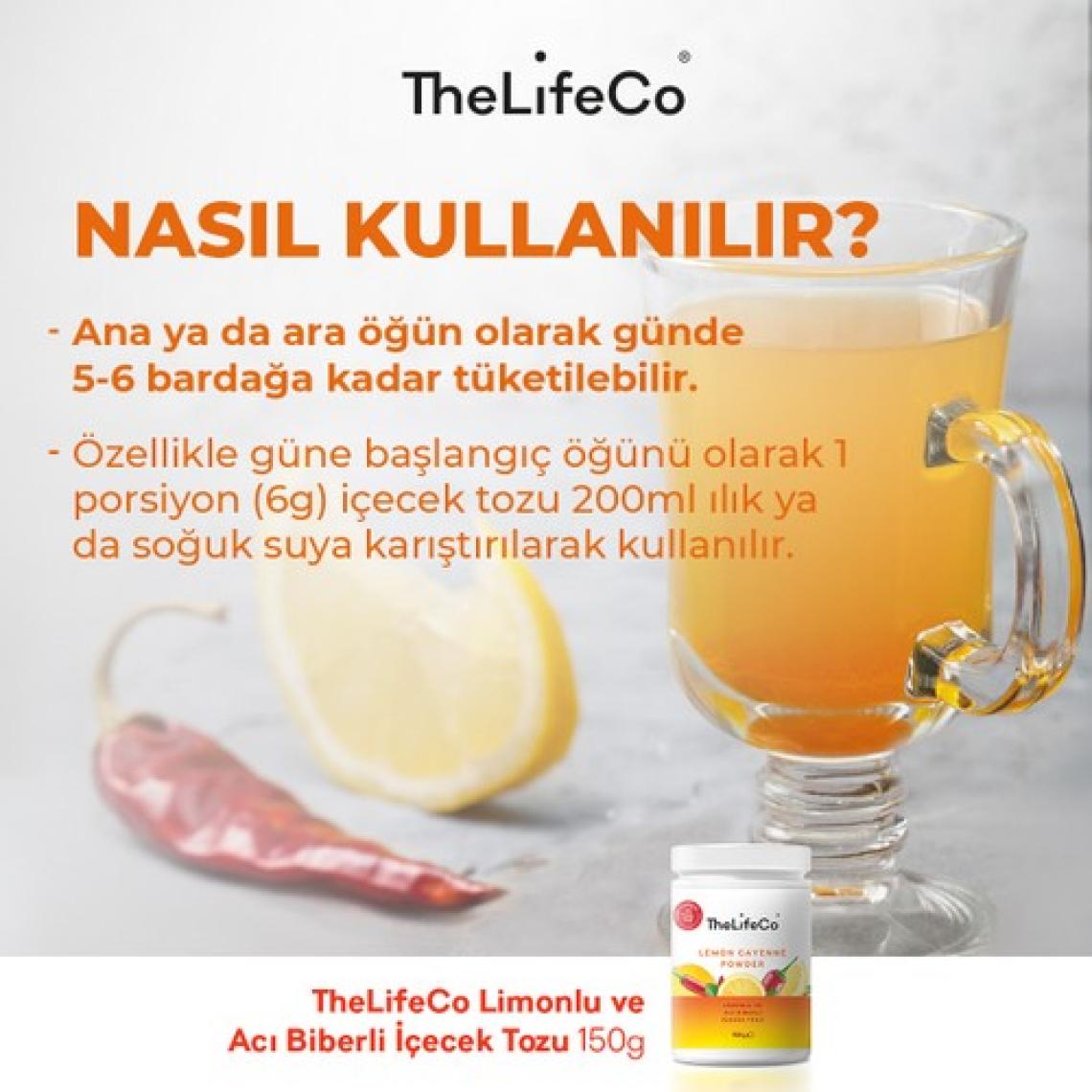 TheLifeCo Limonlu Acı Biberli Içecek Tozu 150 gr (Lemon Cayenne - Detoks İçecek Tozu)