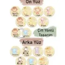 Saltan Art 12 Aylık Ahşap Plak Seti Bebek Aylık Fotoğraf Kartları Bebek Armağanlık Hatıra Kartı