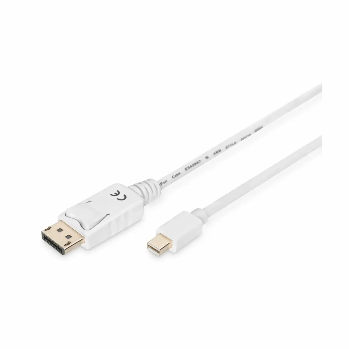Displayport Bağlantı Kablosu, Dp Erkek - Mini Dp Erkek, 2 Metre, Kilit Mekanizmalı, Dp 1.1A Uyumlu, Ul, Beyaz Renk