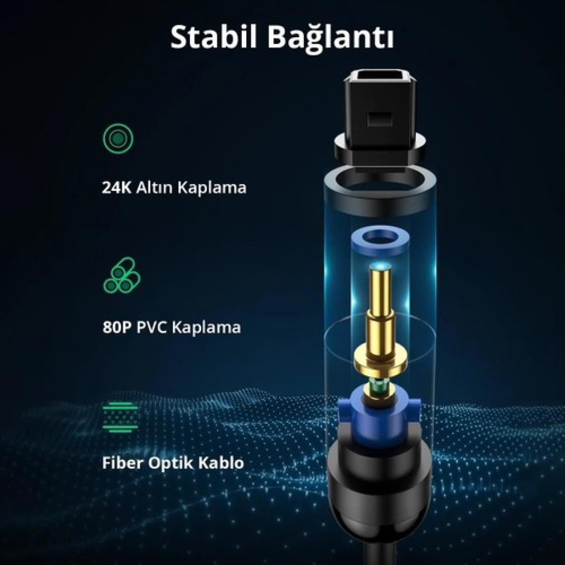 Ugreen Fiber Optik Ses Kablosu Siyah 1 Metre