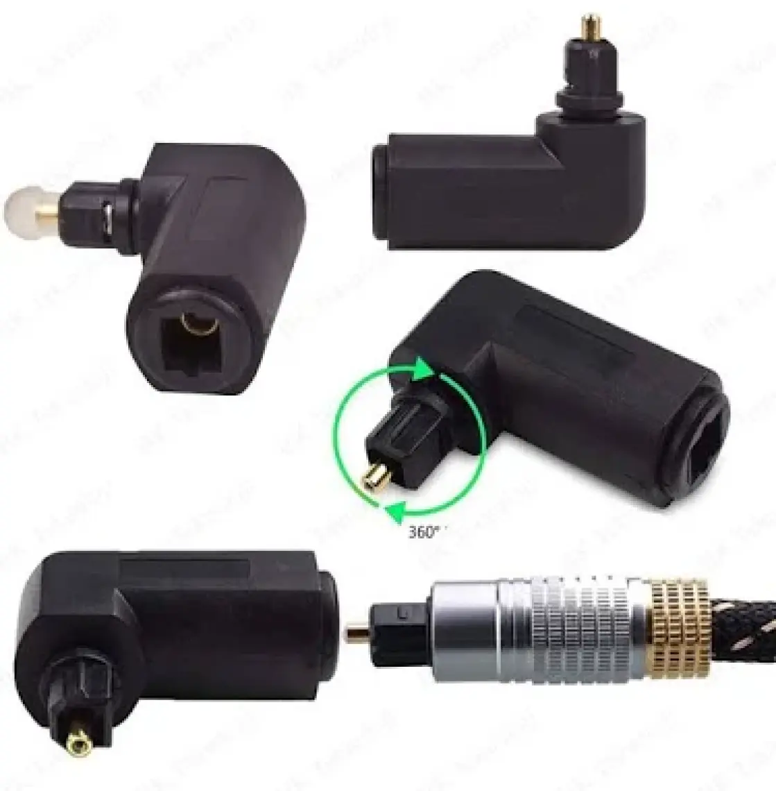 Ti-Mesh Sağ Dik Açılı Toslink Dijital Optical Ses Adaptörü - Siyah