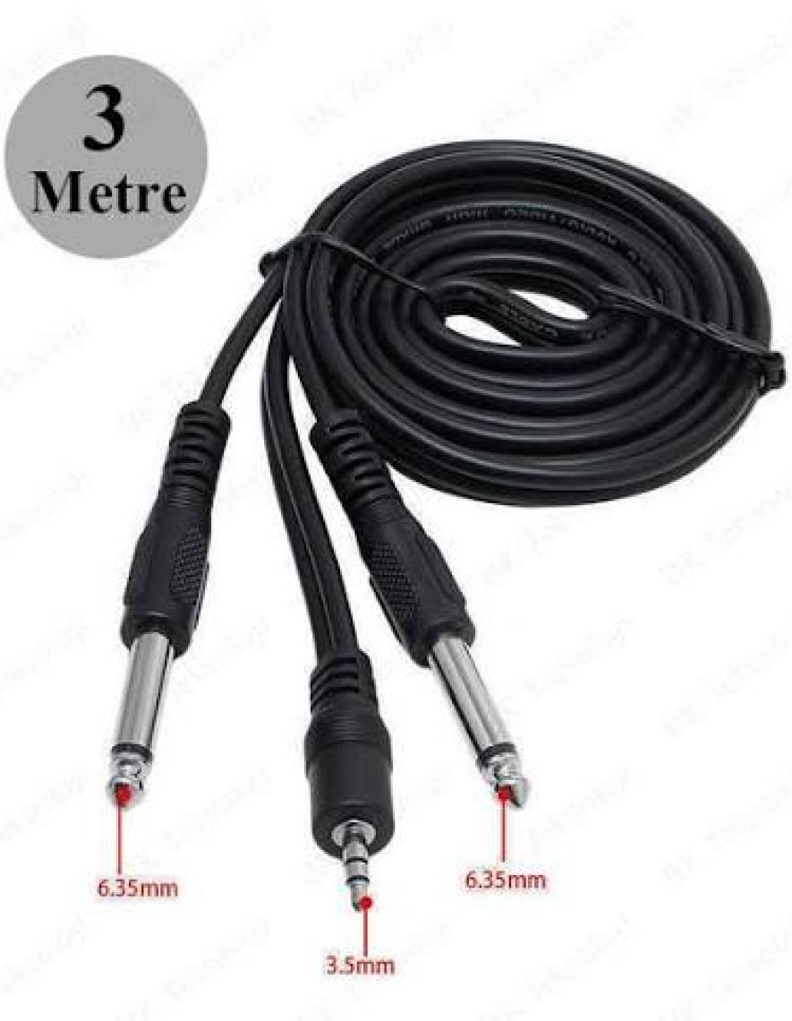 BK Teknoloji 3.5mm Stereo Erkek To 2 x 6.3mm Mono Erkek Y Kablo - 3 Metre