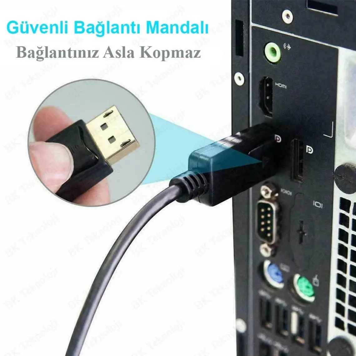 BK Teknoloji Yüksek Kalite Displayport To HDMI Dönüştürücü Kablo - 3 Metre