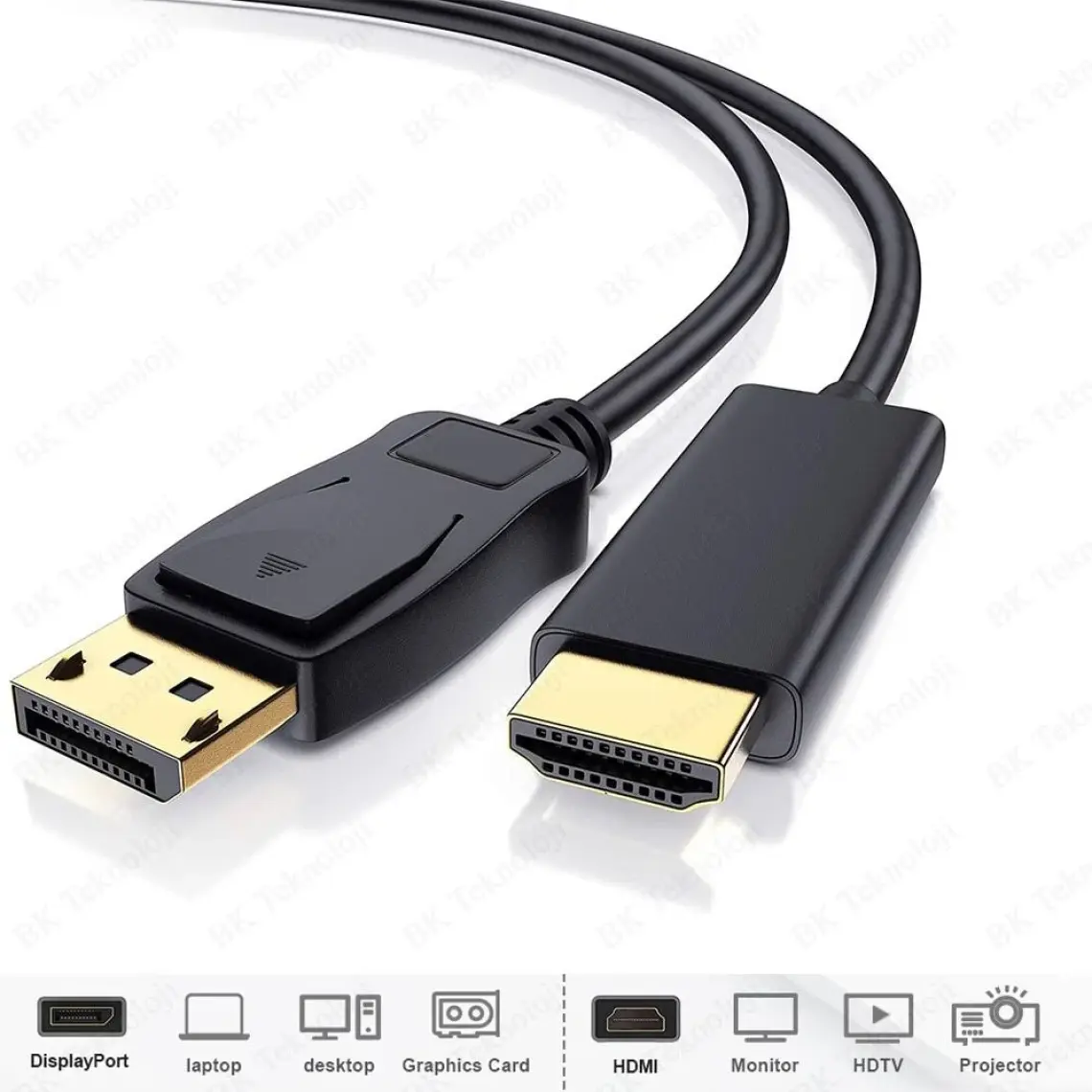 BK Teknoloji Yüksek Kalite Displayport To HDMI Dönüştürücü Kablo - 3 Metre