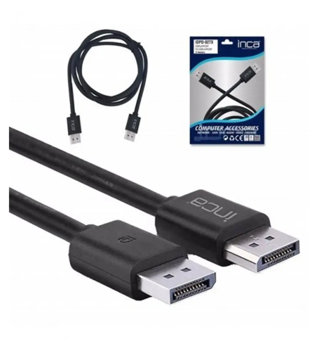 Inca DisplayPort - DisplayPort 4K@60Hz Kablo 2 m, Oksijensiz Saf Bakır, Dayanıklı PVC Kaplama ile Uzun Süreli