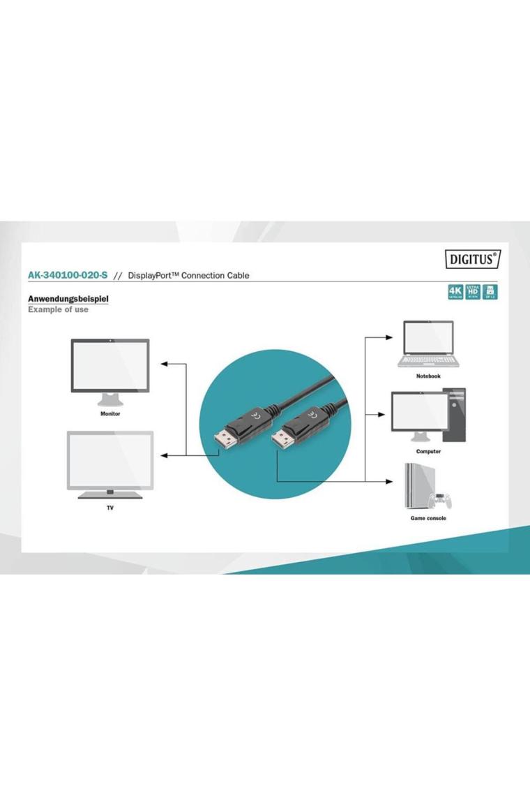 Digitus AK-340100-020-S 2 m DisplayPort Kablo