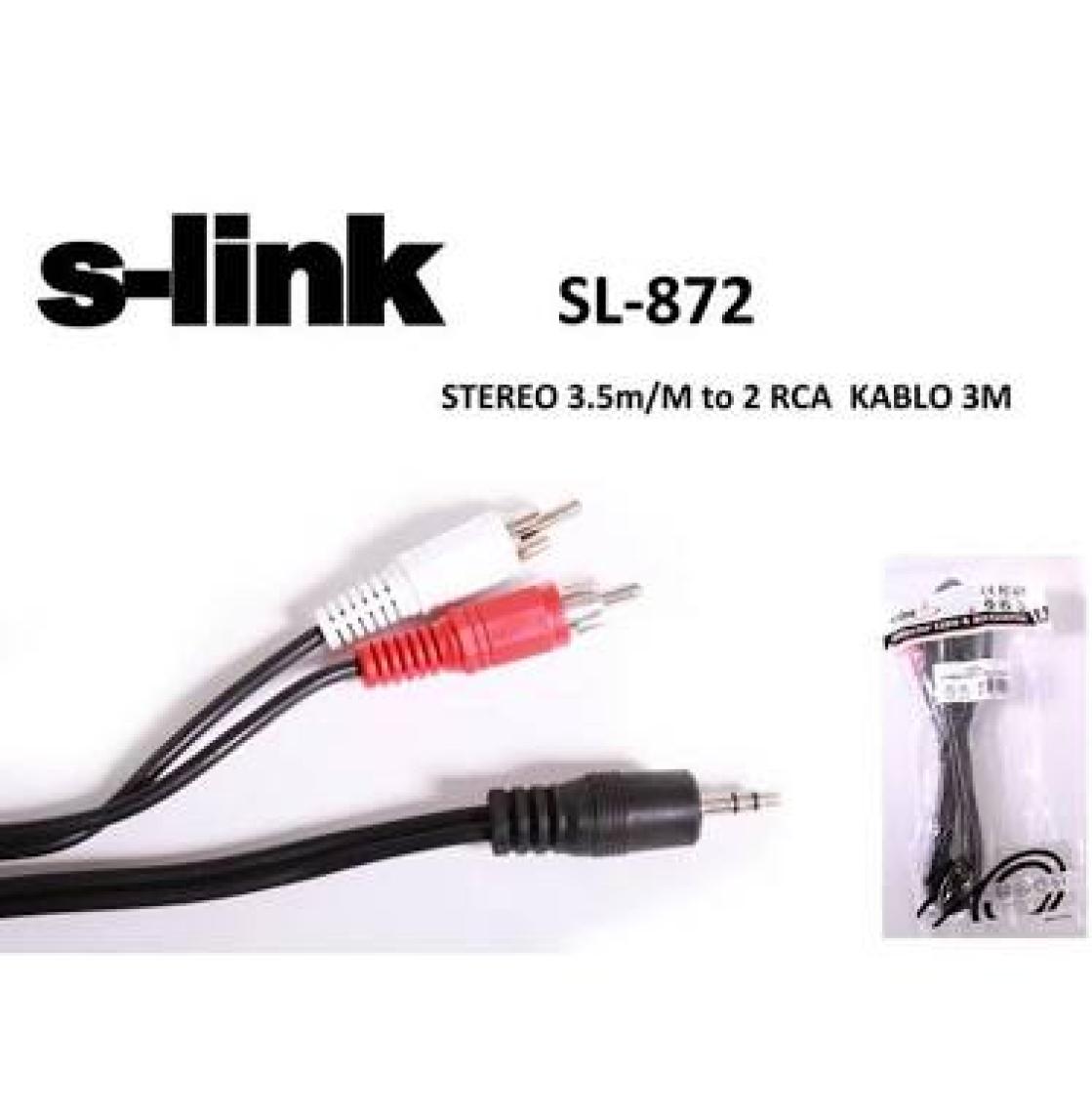 S-Link Sl-872 S-Lınk 3 Metre 3.5Mm 2-Rca 2-Rca Ses Kablosu (F/M)