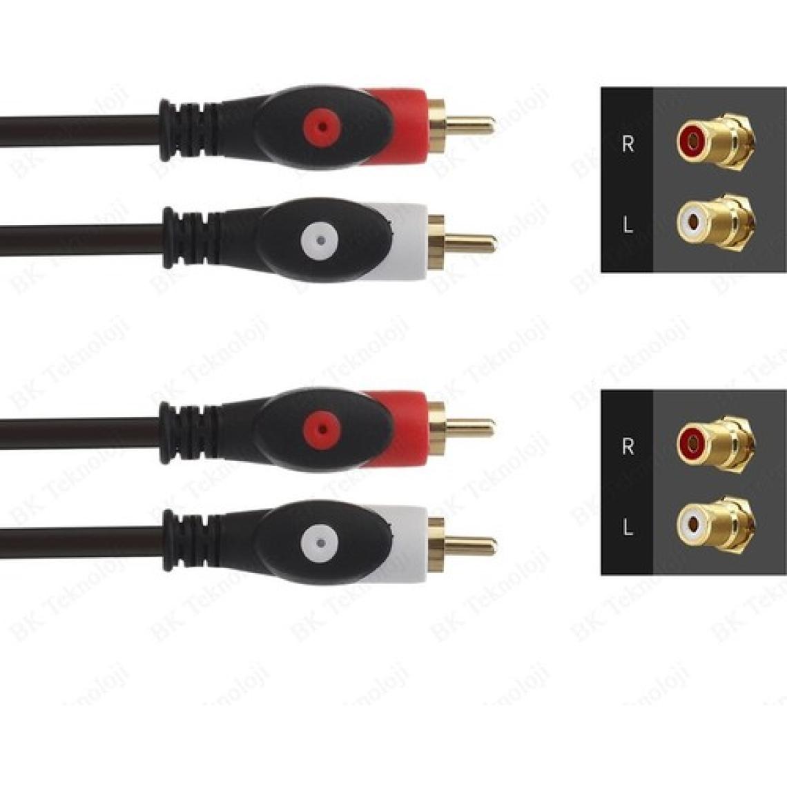 BK Teknoloji Yüksek Kalite 2rca Erkek-Erkek Ses Kablosu - 1.5 Metre