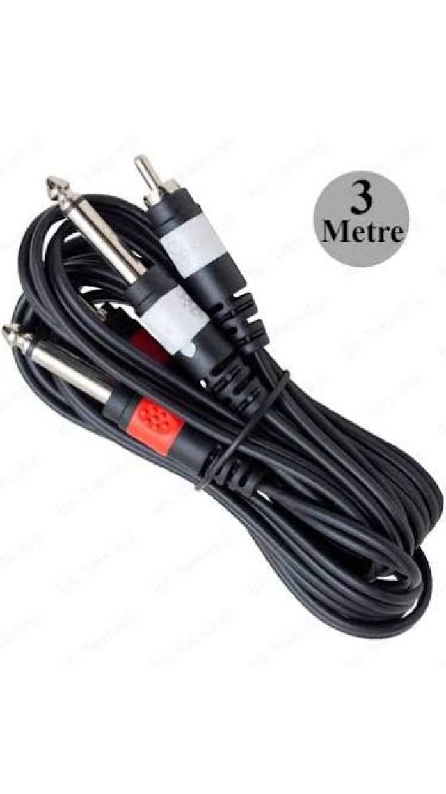 BK Teknoloji 2x 6.35 mm 1/4 Erkek Jack To 2x Rca Erkek Ses Kablosu 3 Metre