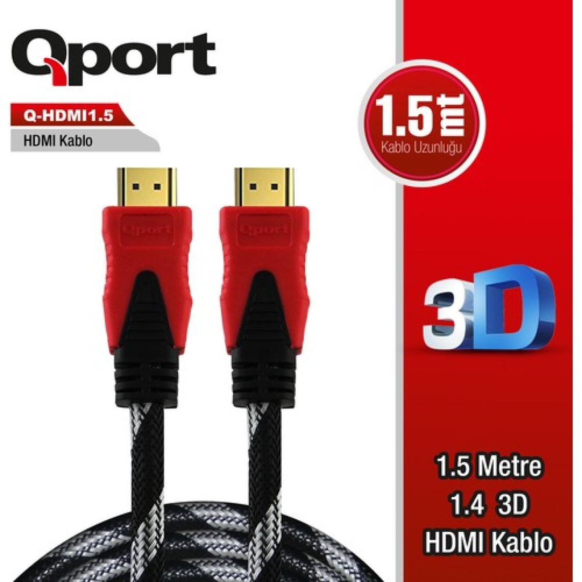 Qport HDMI to HDMI 1.5 M Altın Uçlu Kablo (Q-HDMI1.5)
