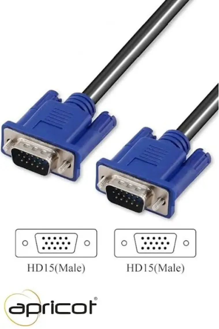 Apricot AP-201E 1,5 Metre Mavi Uçlu Monitör & Tv & Pc & Projeksiyon Uyumlu Yüksek Kalite VGA Kablo