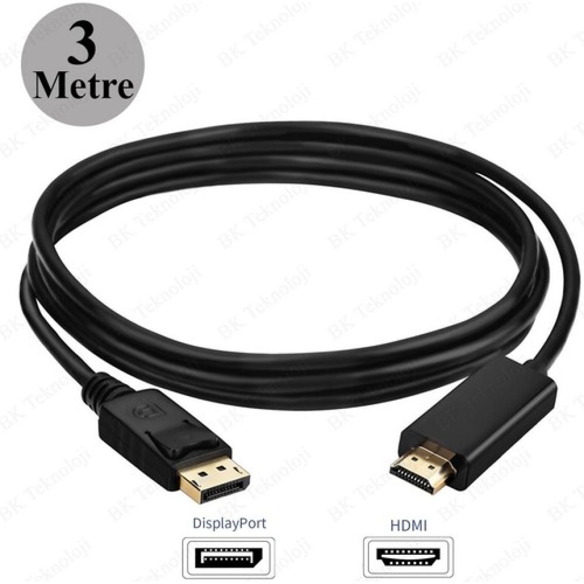 BK Teknoloji Yüksek Kalite Displayport To HDMI Dönüştürücü Kablo - 3 Metre