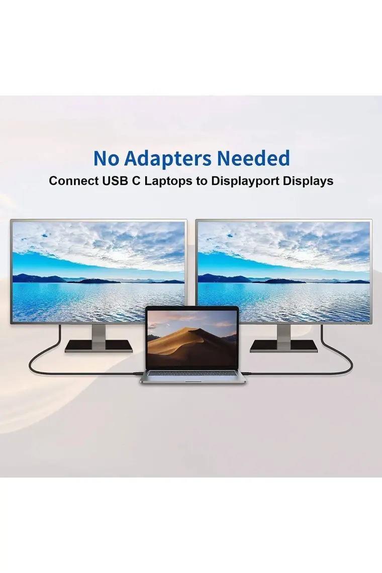 Paugge USB C to Displayport Kablo - DP 1.4, Thunderbolt 4, Thunderbolt 3, HDR, 8K 60Hz, 4K 144Hz, 4K 120Hz, 4K 60Hz, 2K 240Hz, Full HD 240Hz, Örgülü, 2 Metre (CDP14B-PRO)