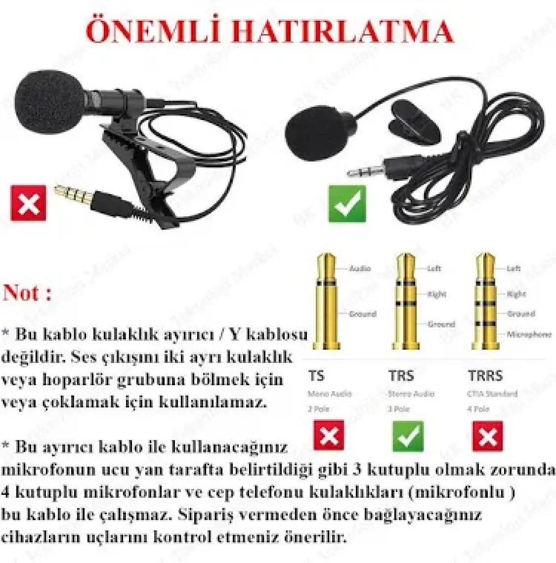 Ti-Mesh 3.5Mm 4 Kutuplu 3 Halka 2X3.5Mm Jack Trrs Mikrofon+Ses Kablosu - 15Cm