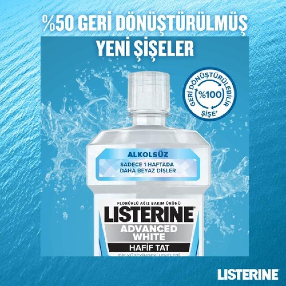 Listerine Advanced White Hafif Tat Alkolsüz Ağız Bakım Suyu 500 ml + 250 ml Hediyeli Set
