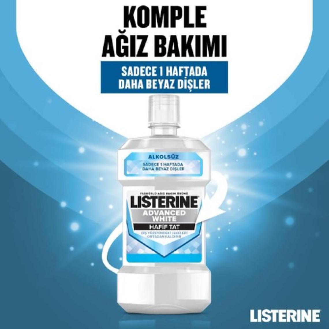Listerine Advanced White Hafif Tat Alkolsüz Ağız Bakım Suyu 500 ml + 250 ml Hediyeli Set