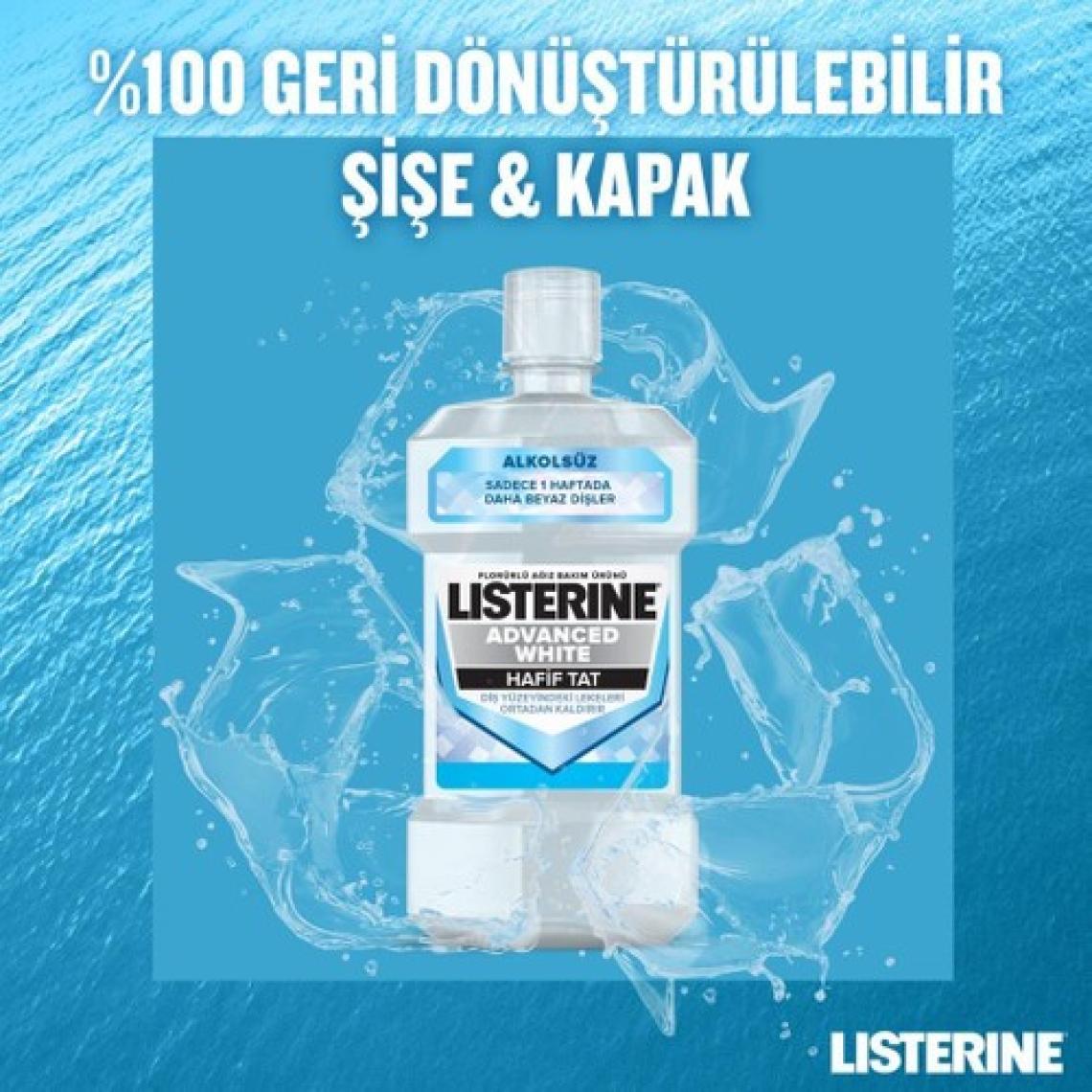 Listerine Advanced White Hafif Tat Alkolsüz Ağız Bakım Suyu 500 ml + 250 ml Hediyeli Set