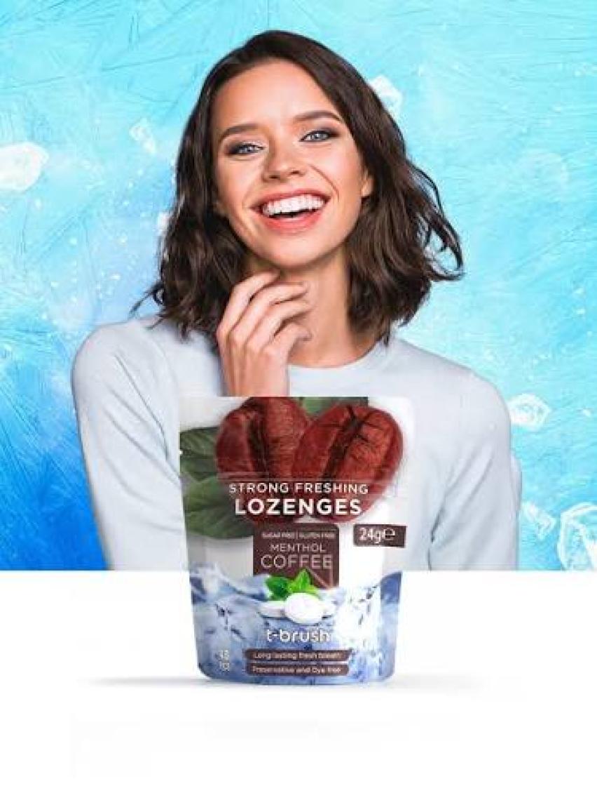 T-Brush Kahve ve Nane Aromalı Ferahlatıcı Ağız Pastili - Alkolsüz ve Şekersiz