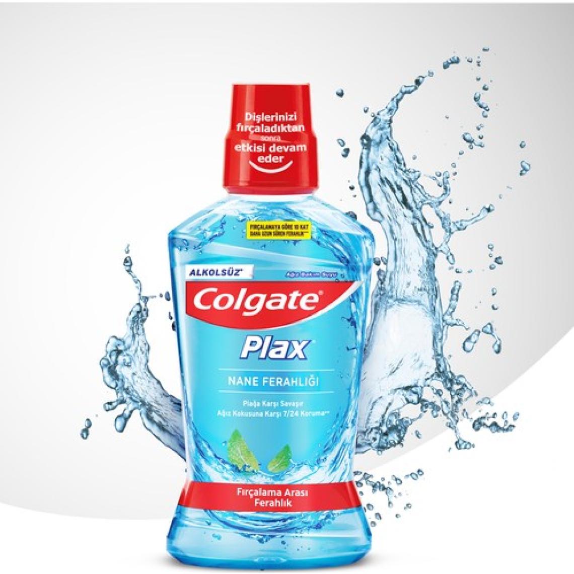 Colgate Plax Nane Ferahlığı Plağa Karşı Alkolsüz Ağız Bakım Suyu 500 ml + Plax Taze Nane 250 ml