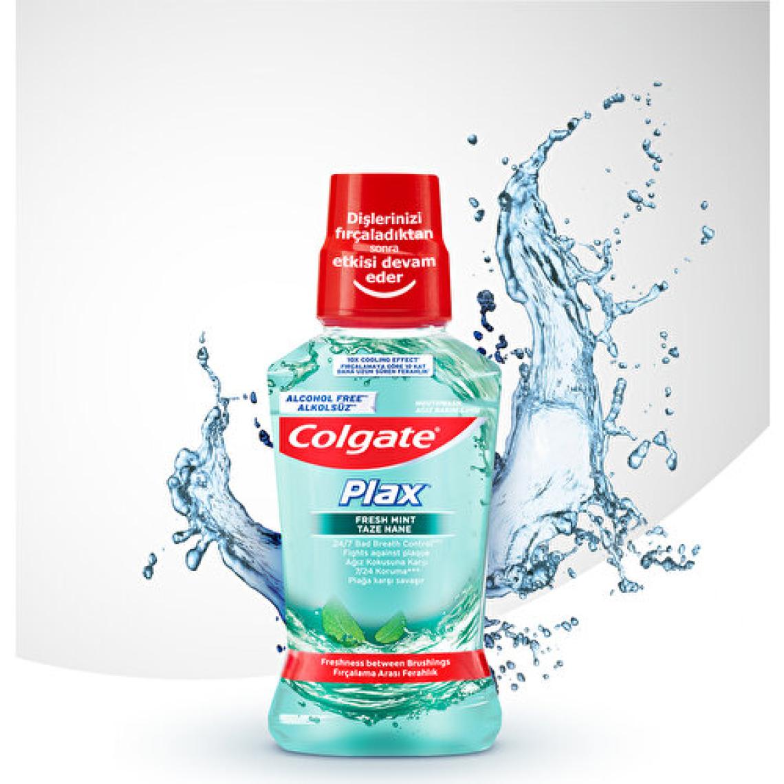 Colgate Plax Nane Ferahlığı Plağa Karşı Alkolsüz Ağız Bakım Suyu 500 ml + Plax Taze Nane 250 ml