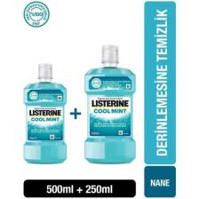 Listerine Ağız Bakım Suyu 500+250 ml - Plak Önleyici, 24 Saat Koruma ve Uzun Süreli Ferah Nefes, Cool Mint