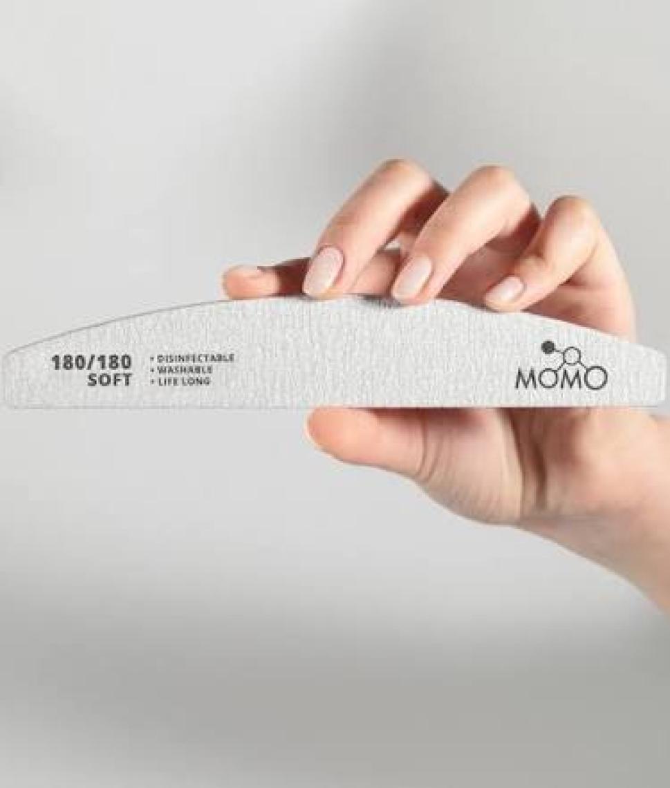 Momo Professional Protez Tırnak Kağıt Törpü, 180/180 Yarım Ay Gri Tırnak Törpüsü