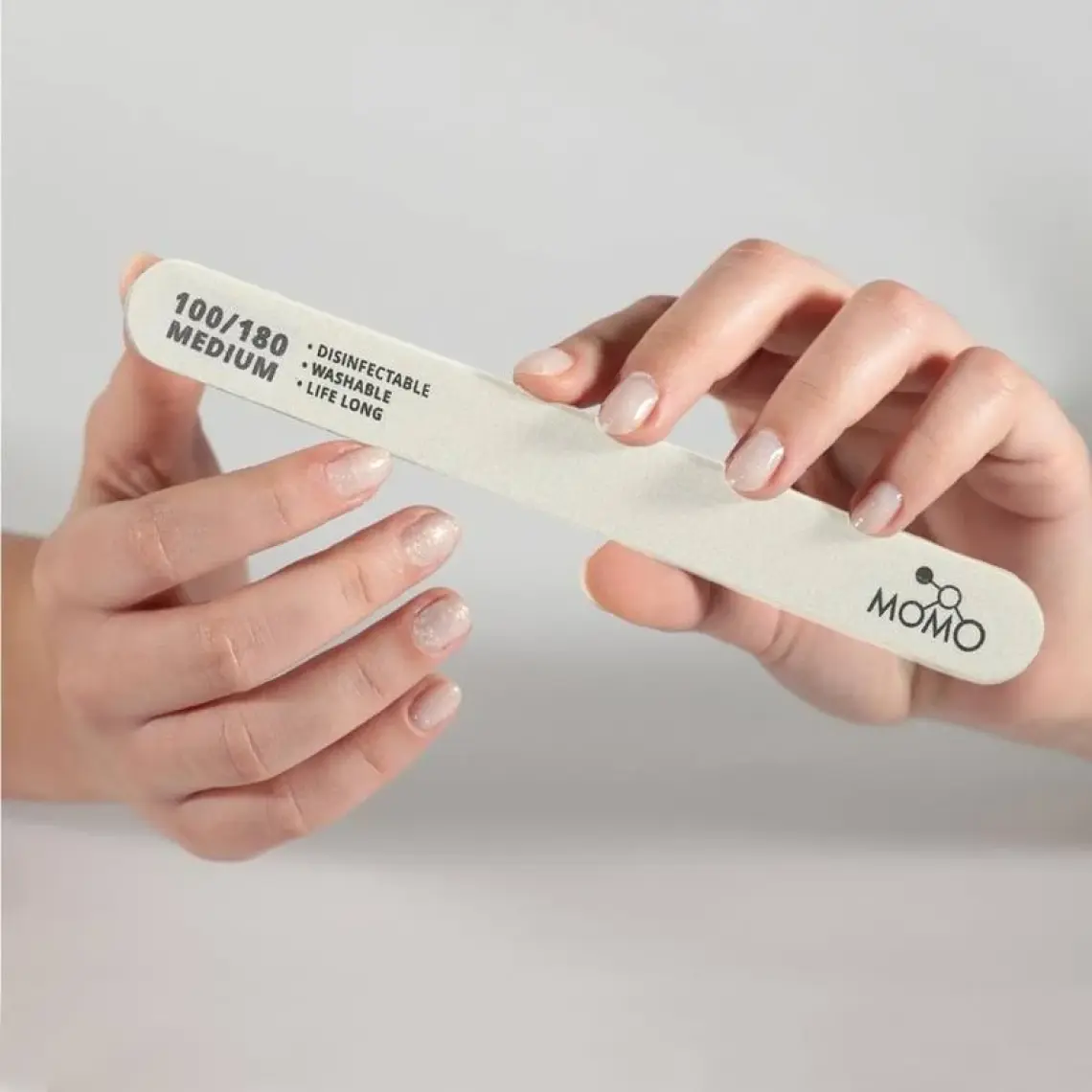 Momo Professional Protez Tırnak Kağıt Törpü, 100/180 Düz Oval Beyaz Tırnak Törpüsü