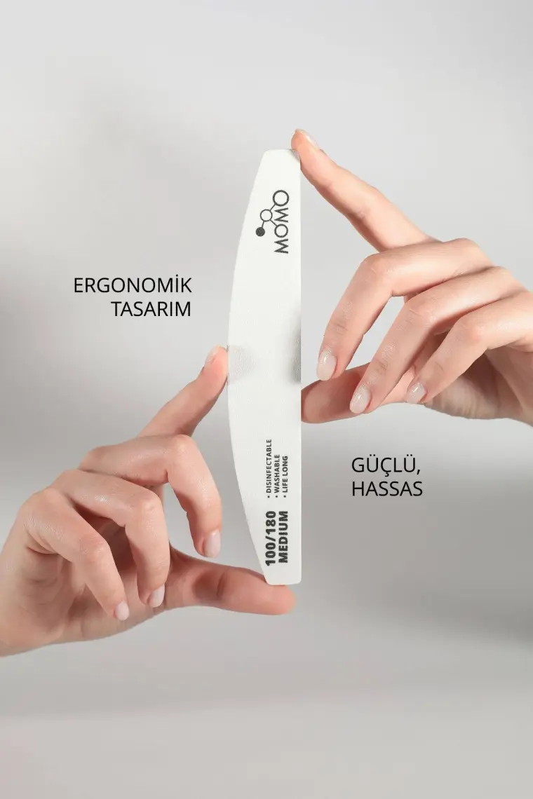 Momo Professional Protez Tırnak Kağıt Törpü, 100/180 Yarım Ay Beyaz Tırnak Törpüsü