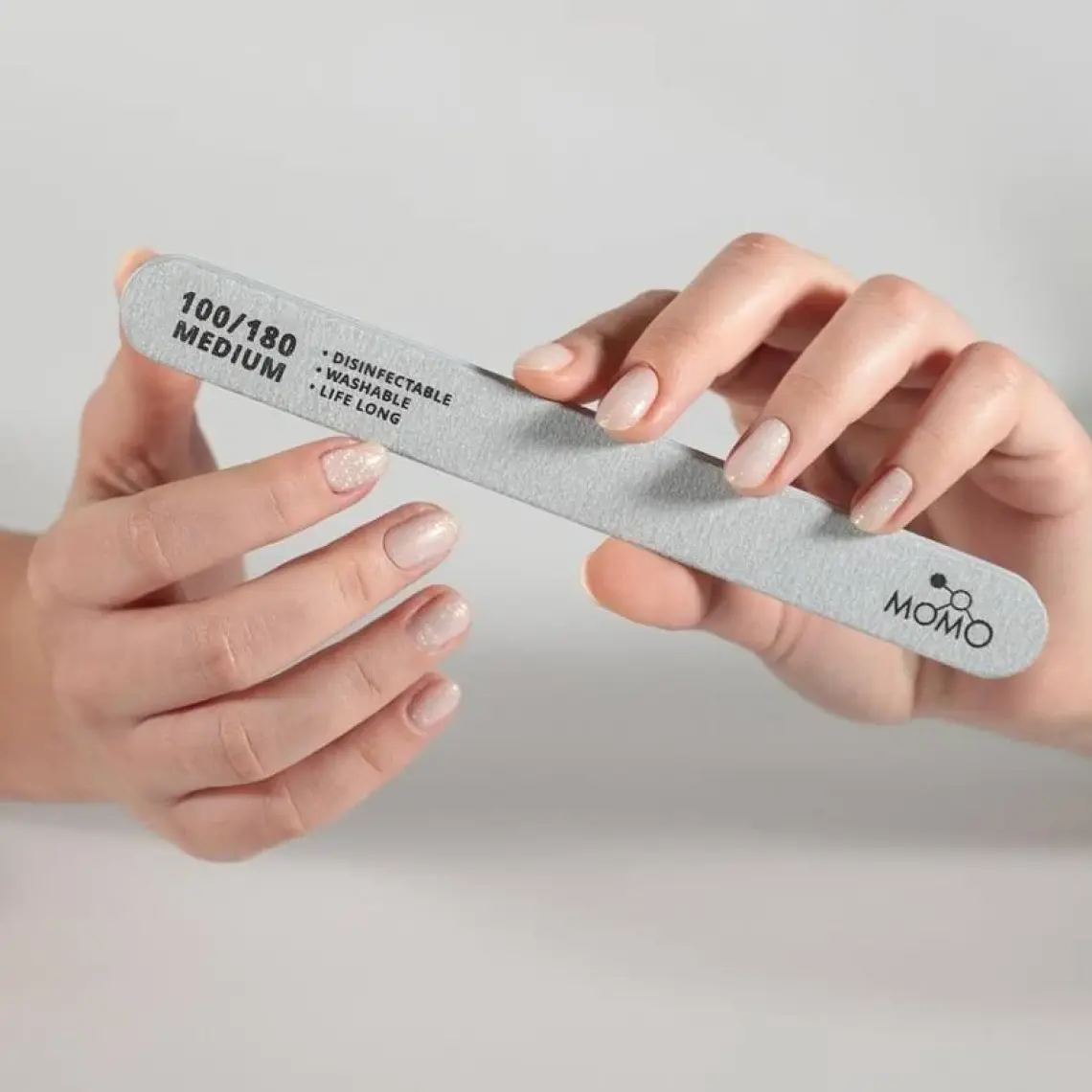 Momo Professional Protez Tırnak Kağıt Törpü, 100/180 Düz Oval Gri Tırnak Törpüsü