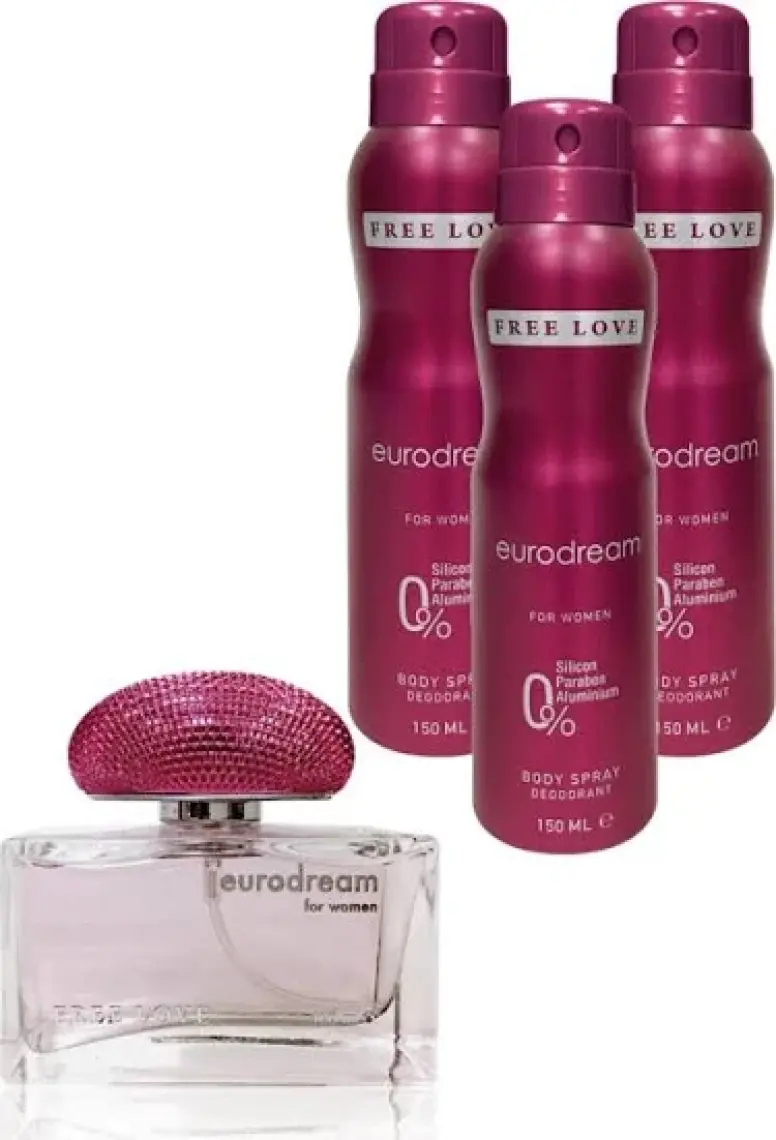 Free Love Eurodream Edp Kadın Parfüm 100 ml ve Deodorant 150 ml 3 Adet