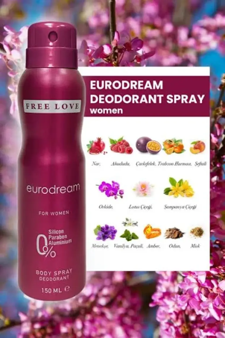 Free Love Eurodream Edp Kadın Parfüm 100 ml ve Deodorant 150 ml 3 Adet