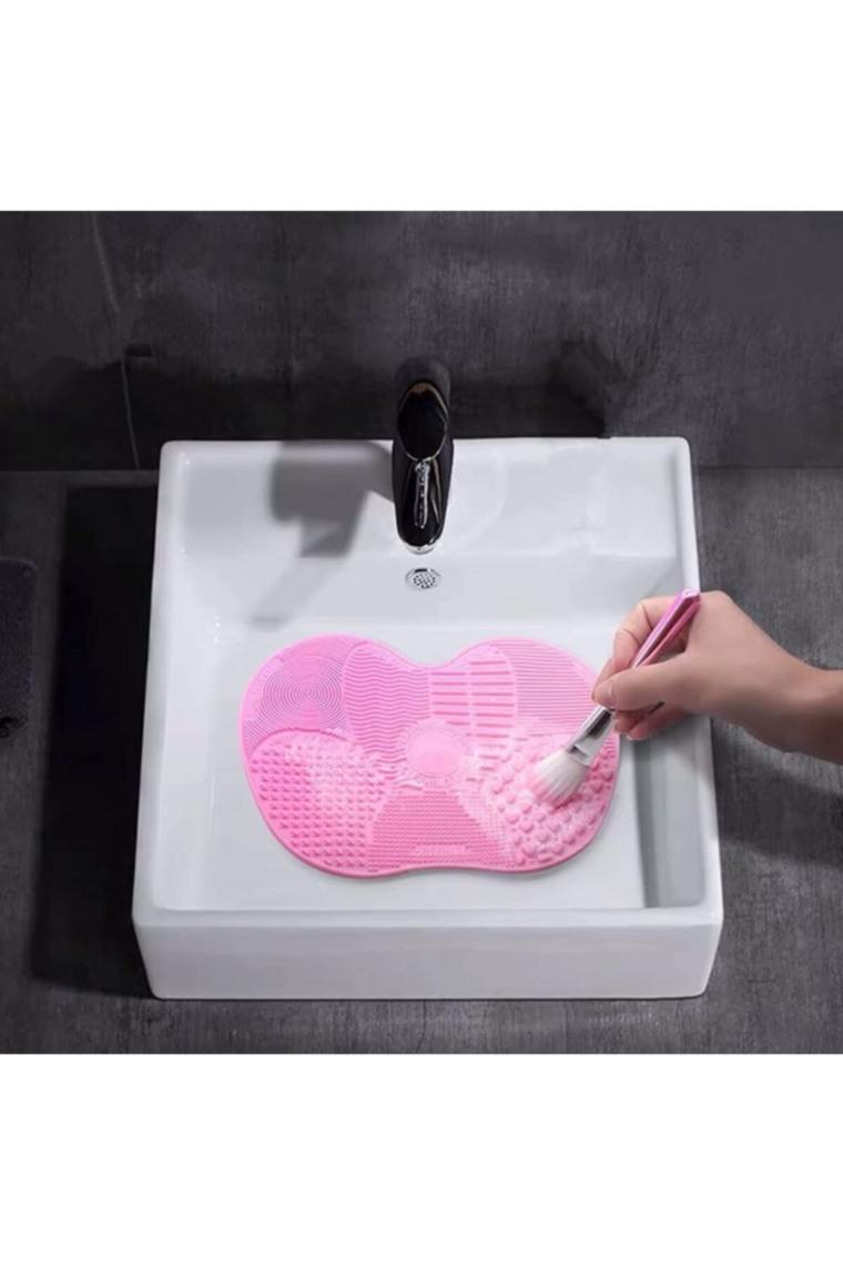 Epazzar  Boya Makyaj Fırçası Temizleme Matı Aparatı Büyük Boy Pembe 22CM