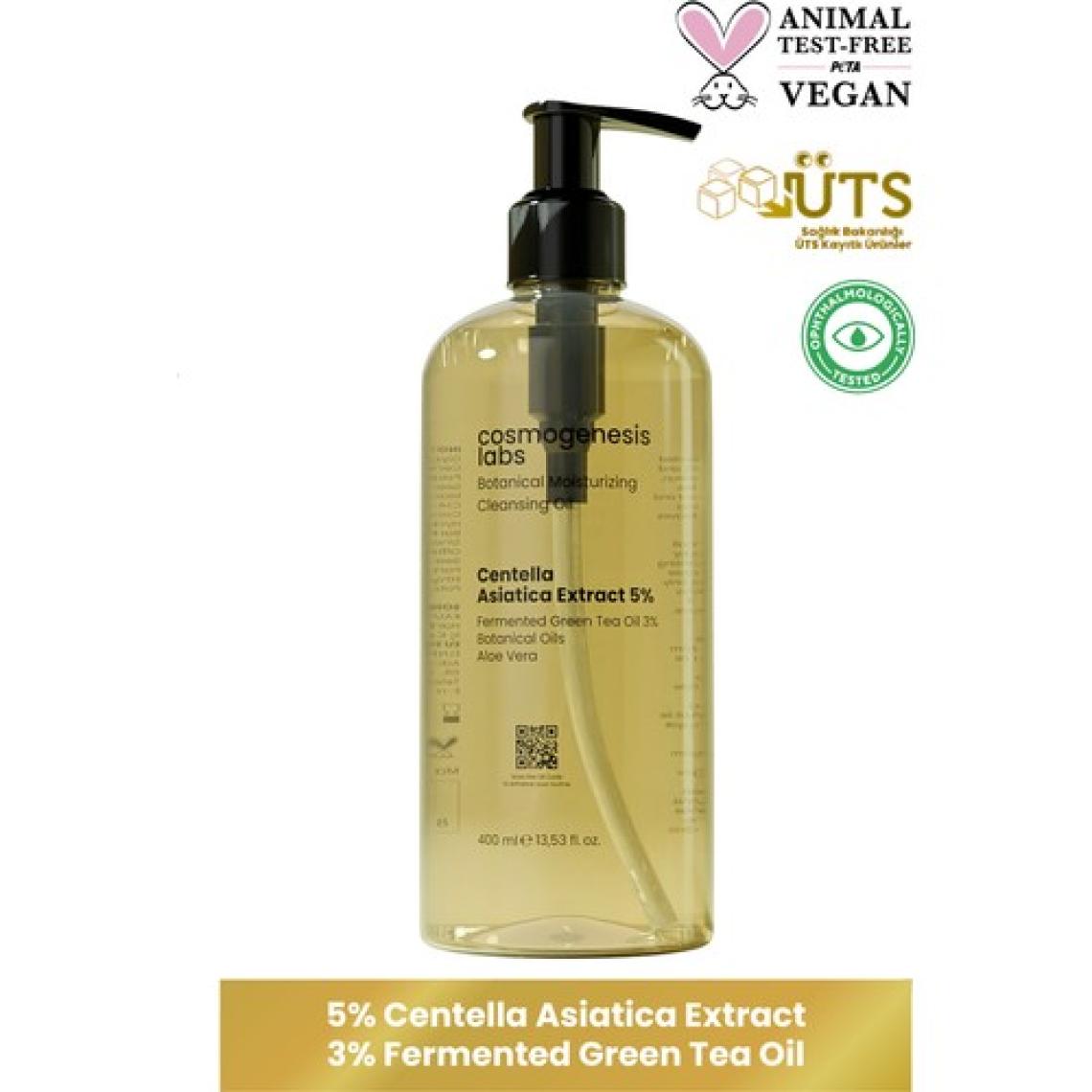 Cosmogenesis Labs Yüz Ve Makyaj Temizleme Yağı 400ml - Nemlendirici, Sebum Dengeleyici, Cleansing Oil Vegan (%5 CICA)