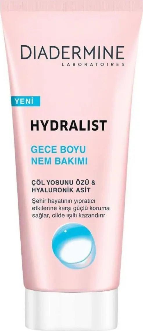 Diadermine Hydralist Gece Boyu Nem Bakımı Çöl Yosunu Özü & Hyaluronik Asit 100 ml