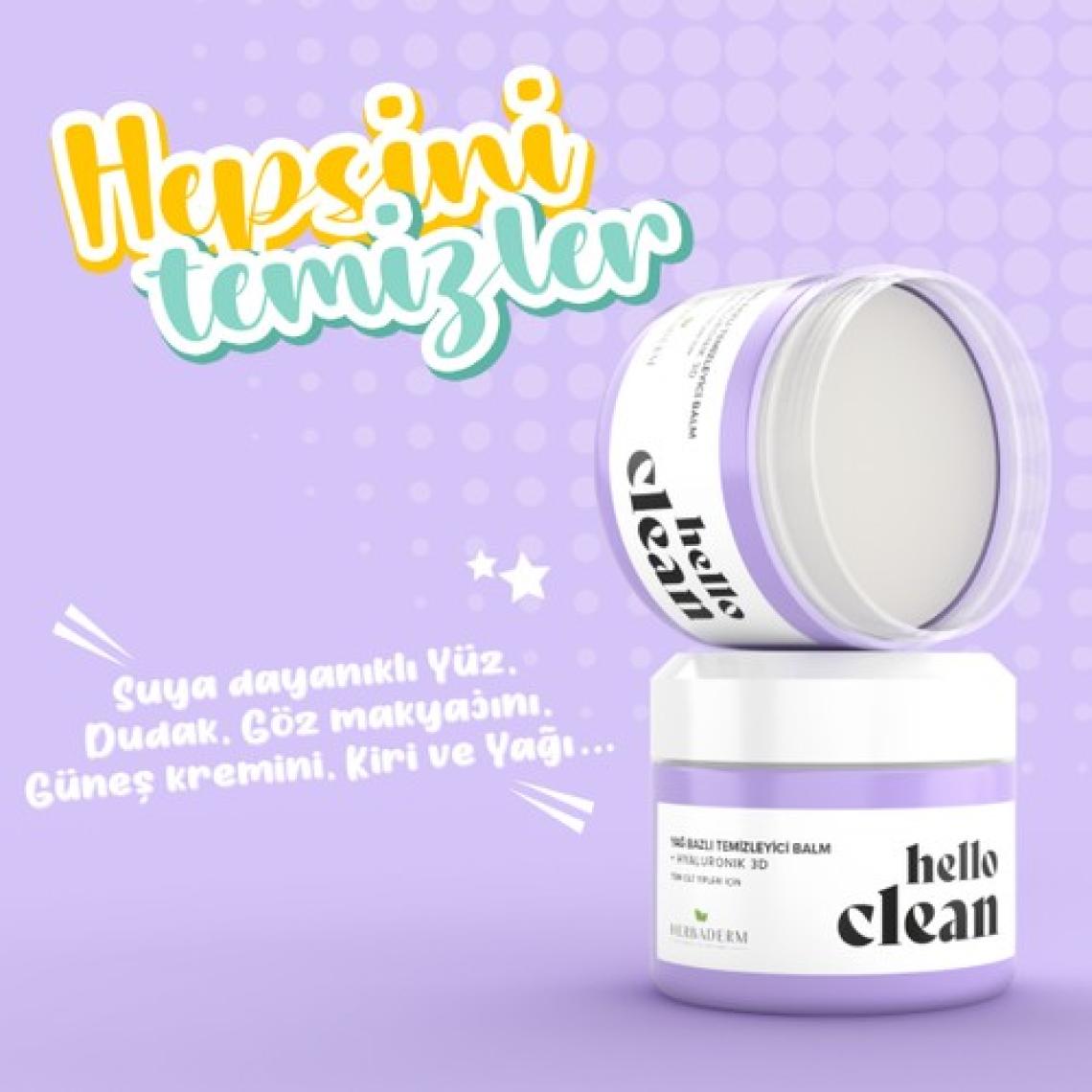 Herbaderm Hello Clean Hyaluronik 3D Yoğun Nemlendirici Yağ Bazlı Temizleyici Balm 100 ml