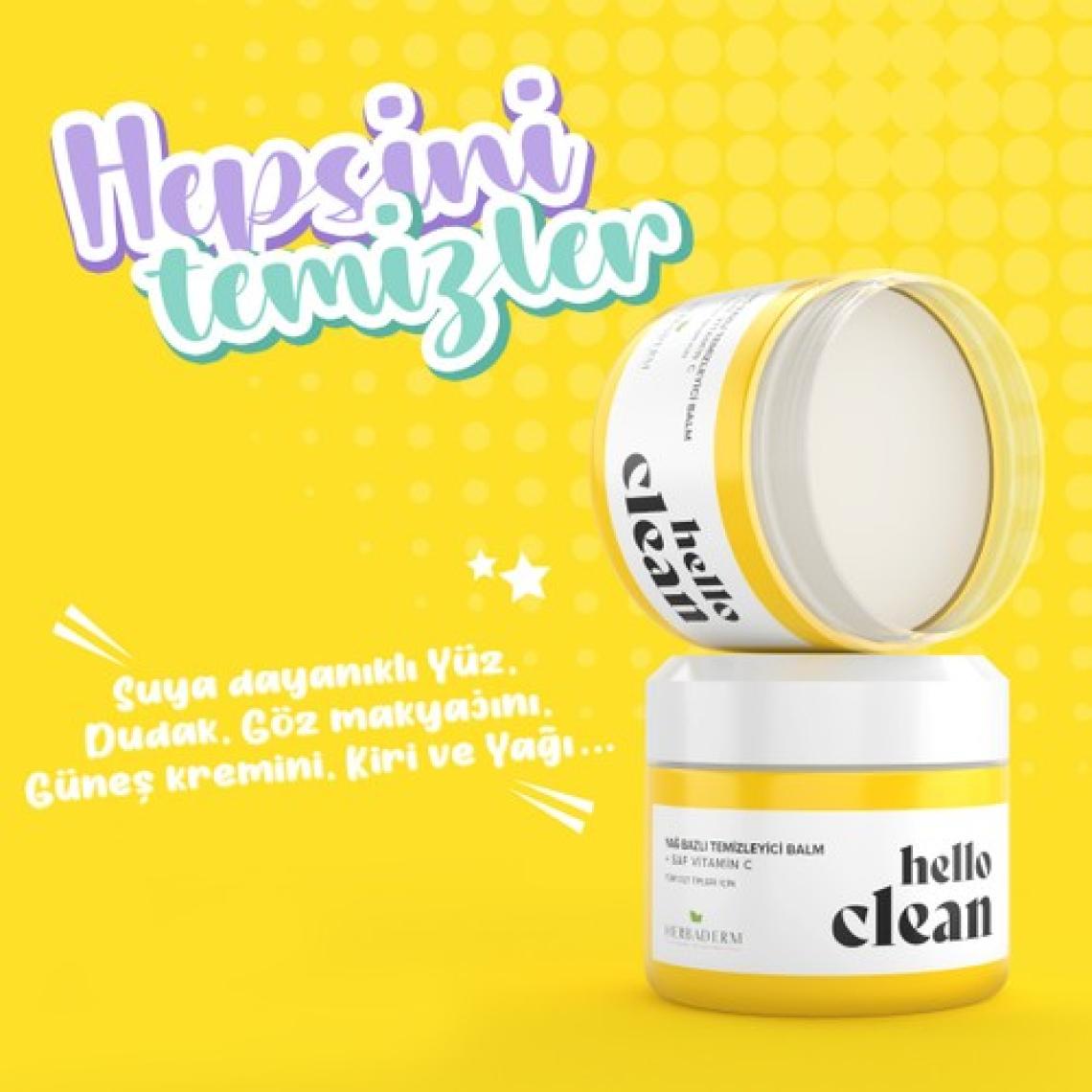 Herbaderm Hello Clean Saf Vitamin C Aydınlatıcı ve Canlandırıcı Yağ Bazlı Temizleyici Balm 100 ml