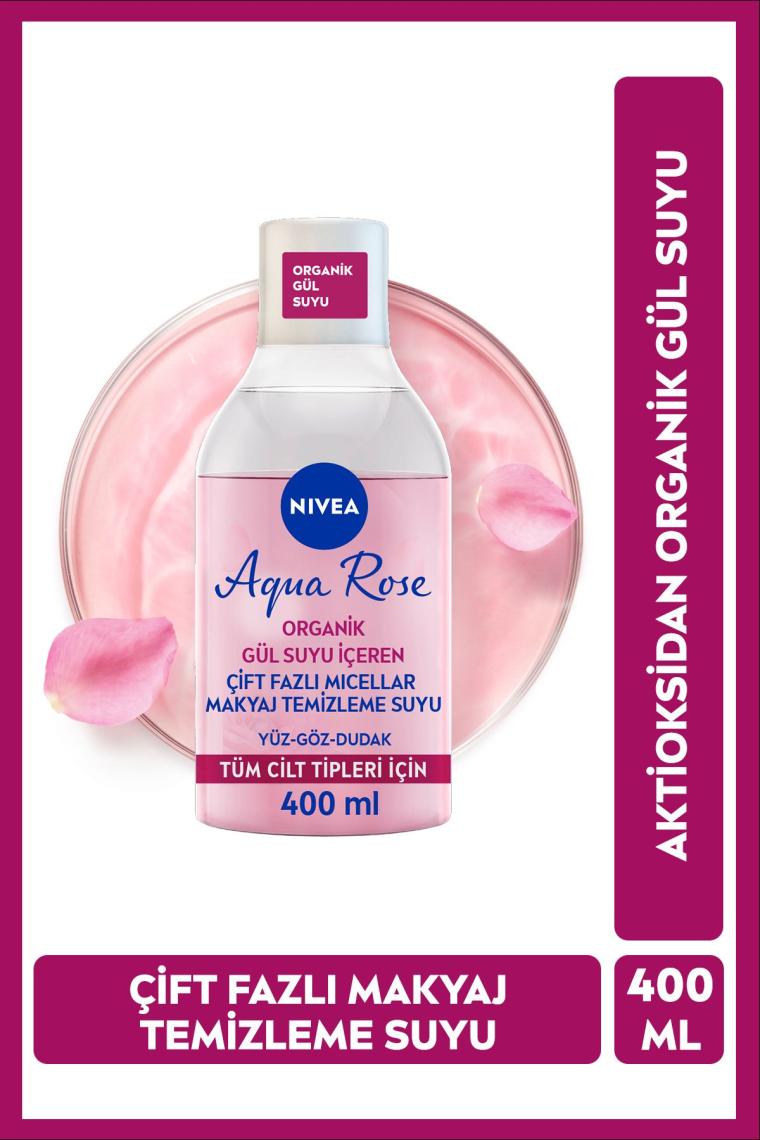 Aqua Rose Organik Makyaj Gül Suyu Içeren Çift Fazlı Temizleme Suyu 400 ml