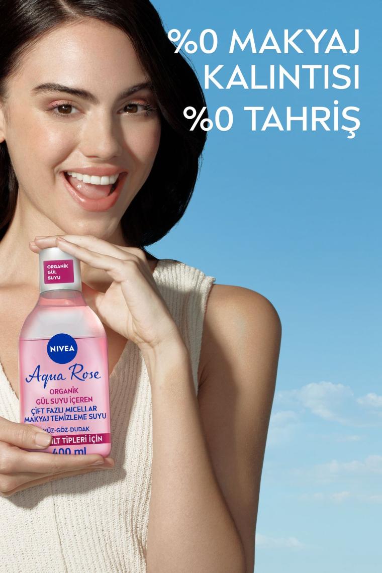 Aqua Rose Organik Makyaj Gül Suyu Içeren Çift Fazlı Temizleme Suyu 400 ml